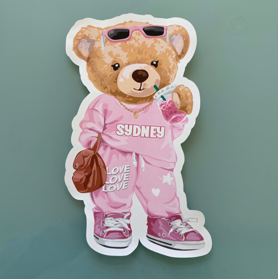 Large Pink Bear Removable Sticker
