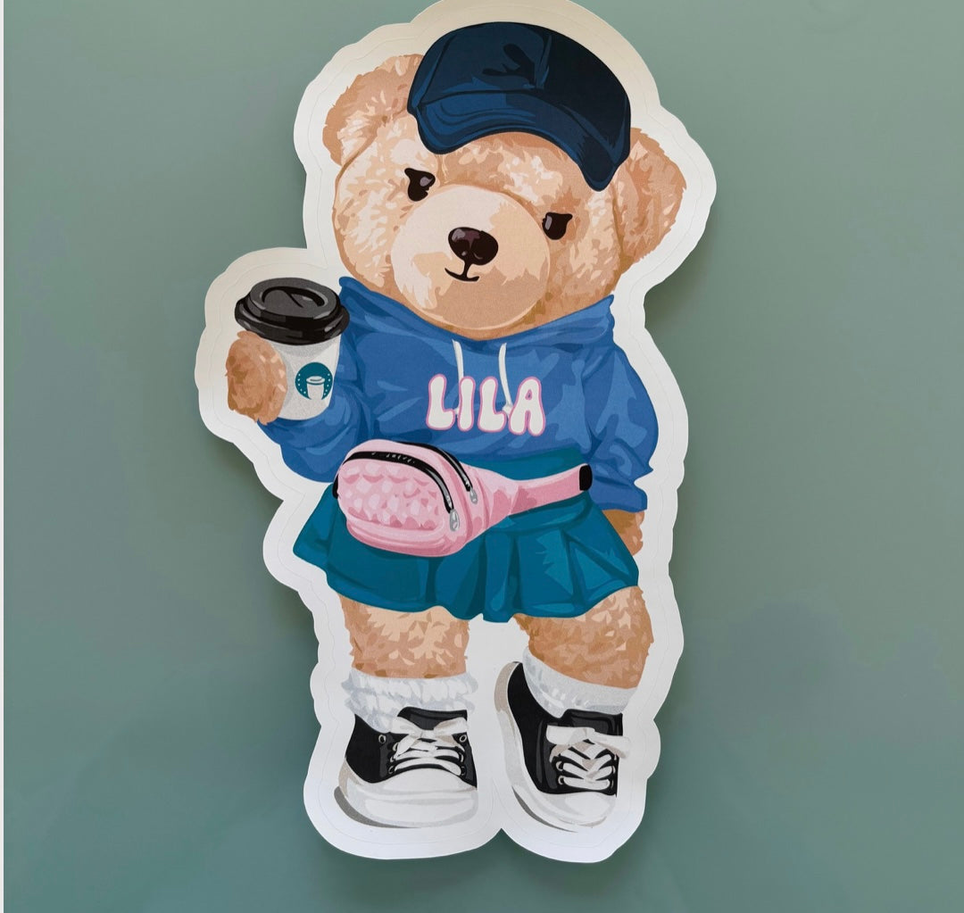 Latte Large Bear Removable Sticker