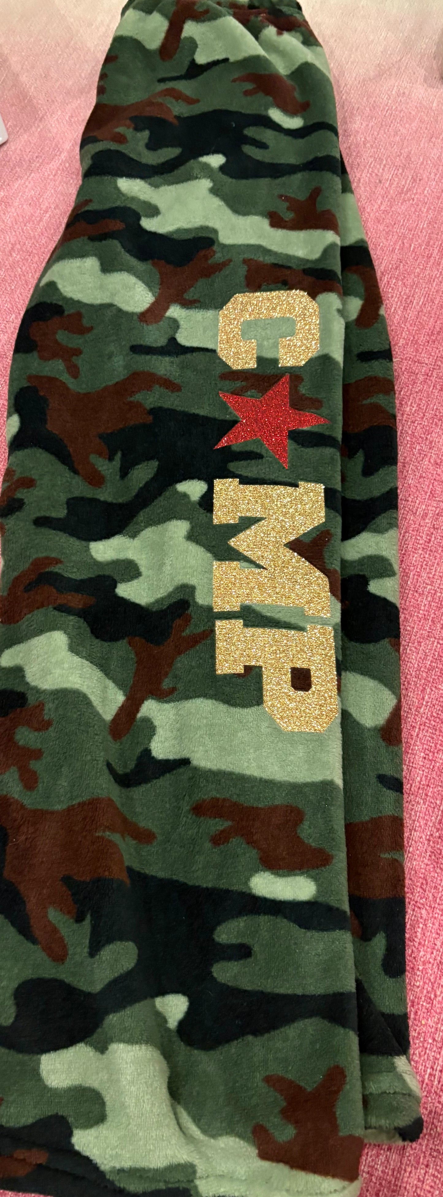 Generic camp camo fuzzy pants