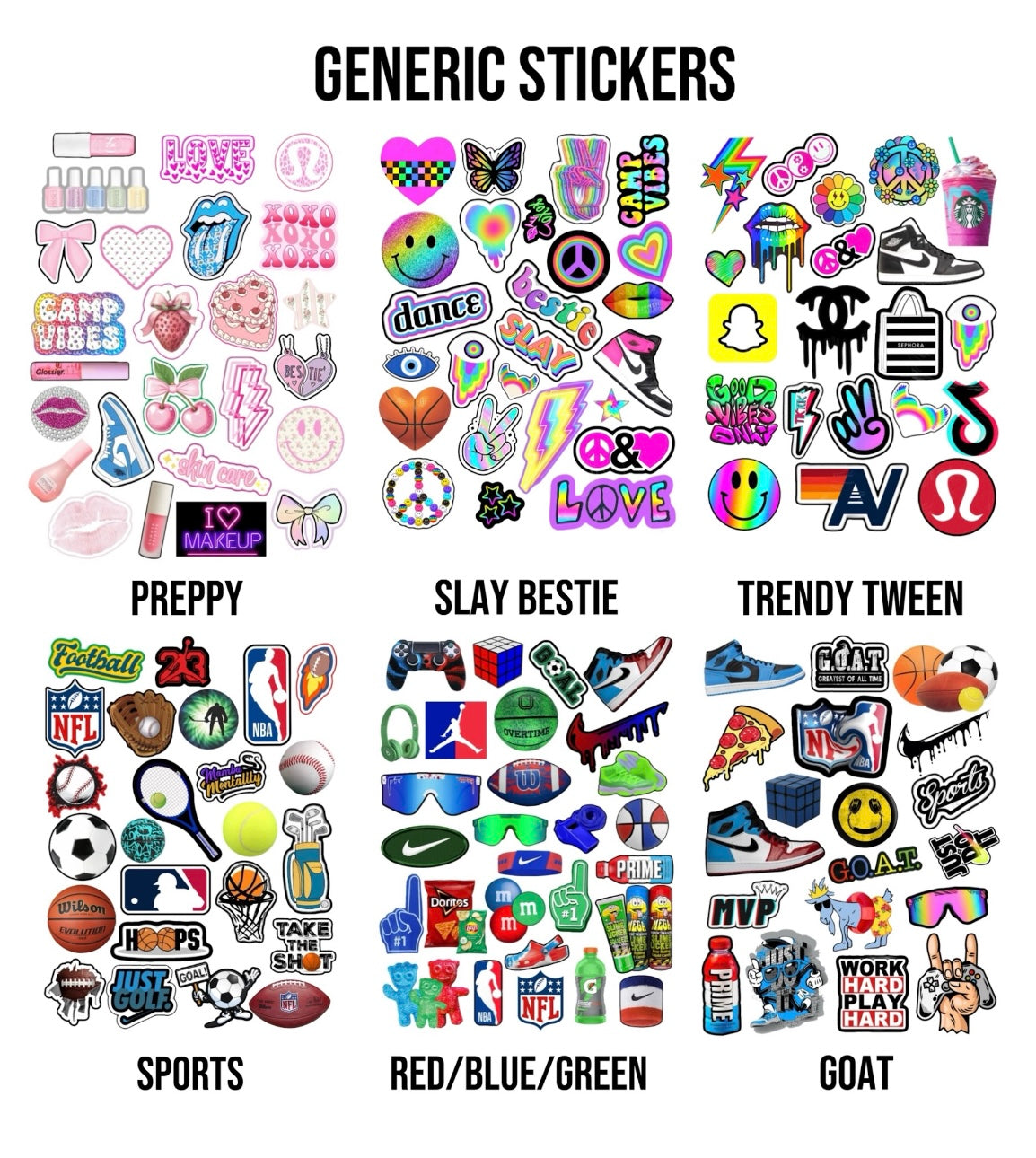 Generic Sticker Sheet Generic Sticker Sheets – Camp and S'more