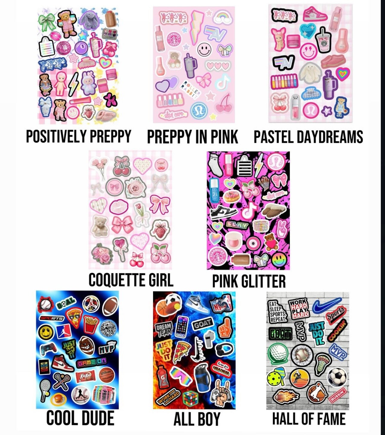 Water Resistant Generic Sticker Sheets