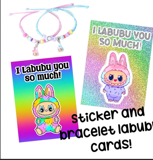 Labubu Card with Sticker and Bracelet