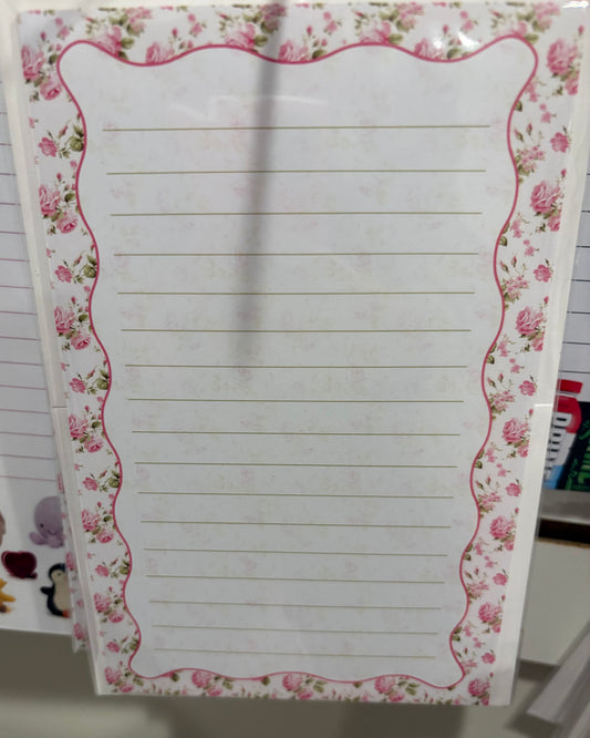 Rose bud lined stationery