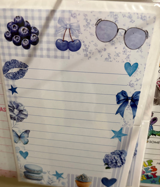 Blue Coquette Lined Stationery