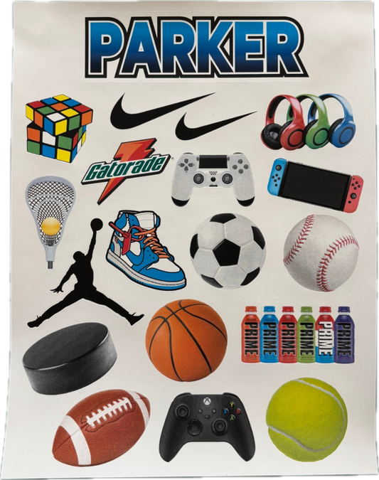 Sports and Games Removable Sticker Sheet