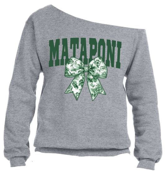 Toile Bow Off Shoulder Sweatshirt